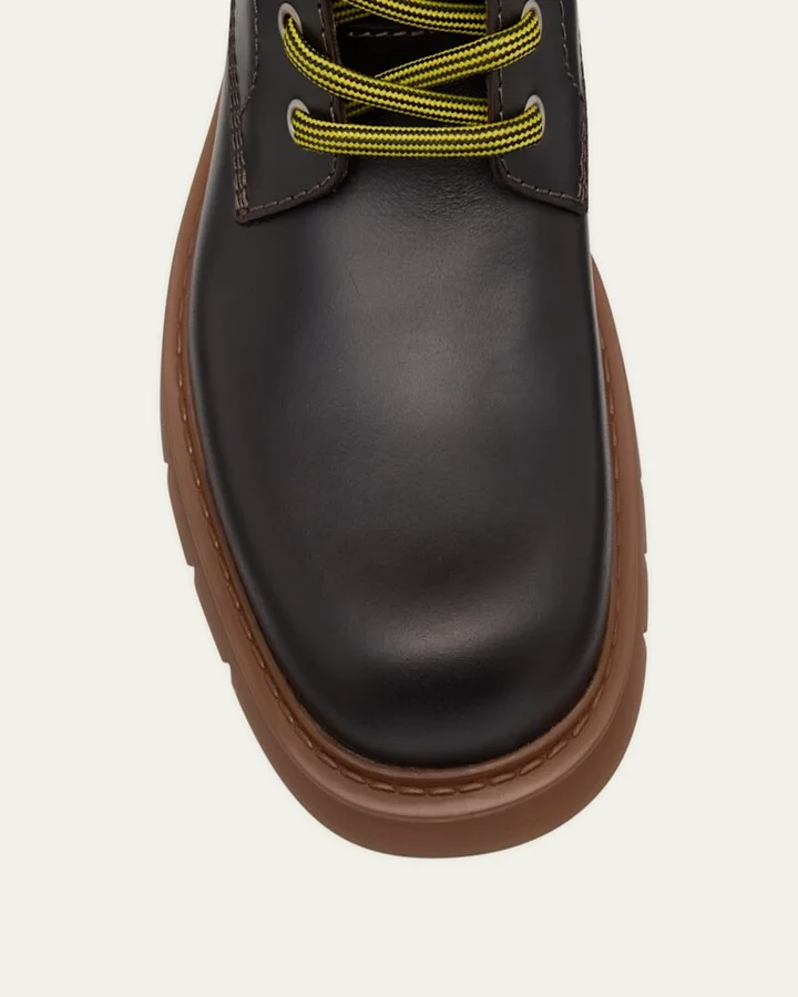 Haddock Calfskin Intrecciato Combat Booties - Image 3