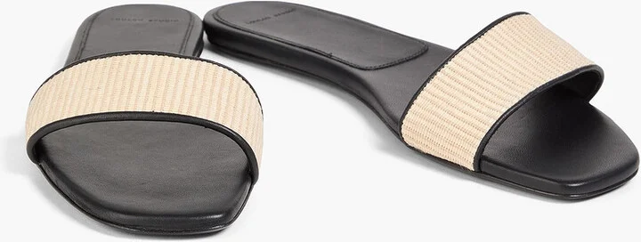 Hades leather-trimmed woven slides - Image 2