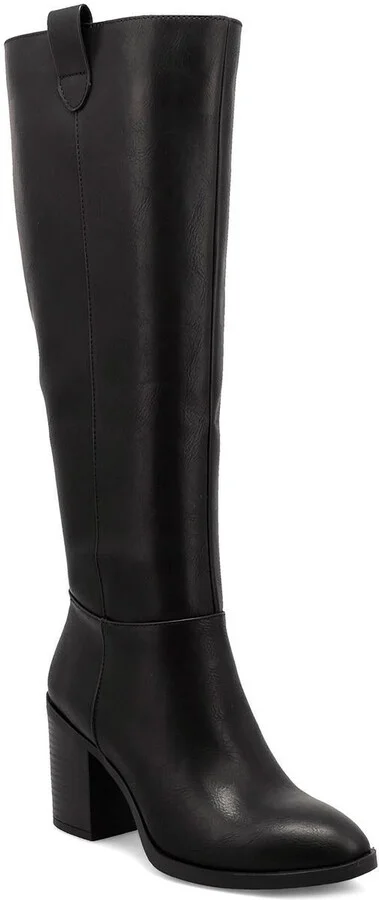 HADLEY Womens Block Heel Faux Leather Knee-High Boots