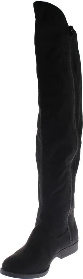 Hadleyy Womens Faux Suede Padded Insole Over-The-Knee Boots