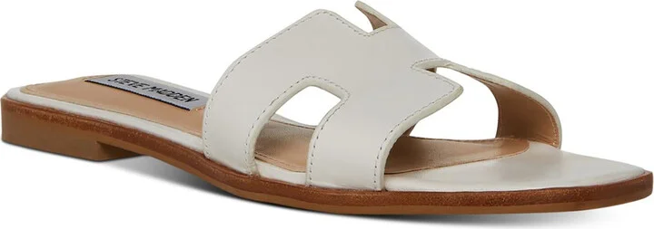 Hadyn Womens Leather Open Toe Slide Sandals
