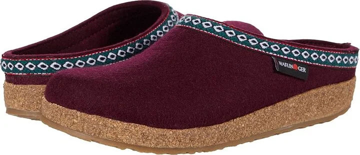 Haflinger GZ Classic Grizzly Clog Shoes Bordo : EU 36 (US Women's 5) Medium, Felt/Wool