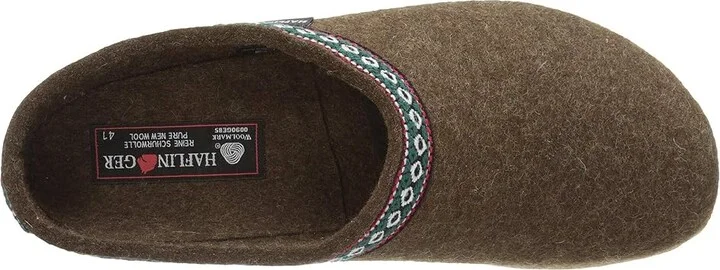 Haflinger GZ Classic Grizzly Clog Shoes Chocolate : EU 36 (US Women's 5) Medium, Felt/Wool - Image 3