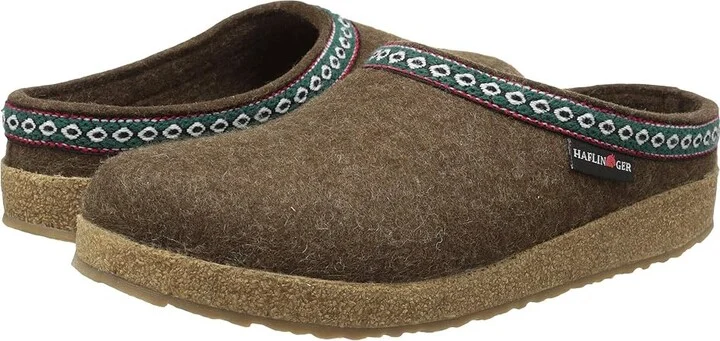 Haflinger GZ Classic Grizzly Clog Shoes Chocolate : EU 36 (US Women's 5) Medium, Felt/Wool