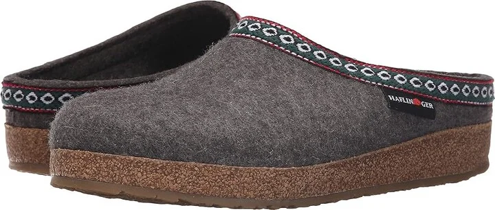 Haflinger GZ Classic Grizzly Clog Shoes Grey : EU 36 (US Women's 5) Medium, Felt/Wool