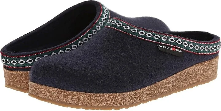 Haflinger GZ Classic Grizzly Clog Shoes Med Blue : EU 36 (US Women's 5) Medium, Felt/Wool