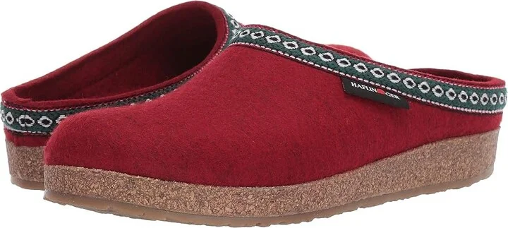 Haflinger GZ Classic Grizzly Women's Clog Shoes Red : EU 36 (US Women's 5) M, Wool