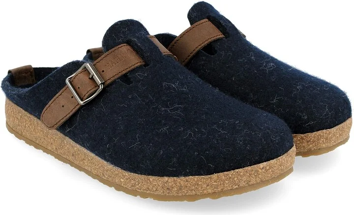 HAFLINGER GZB Felt Clogs Mules with Buckle Shoes Unisex Blue (Captains Blue 279) EU 36