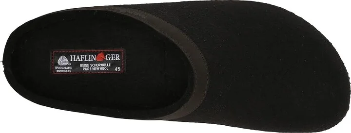 Haflinger GZL Leather Trim Grizzly Clog Shoes Black : EU 36 (US Women's 5) Medium, Wool - Image 3