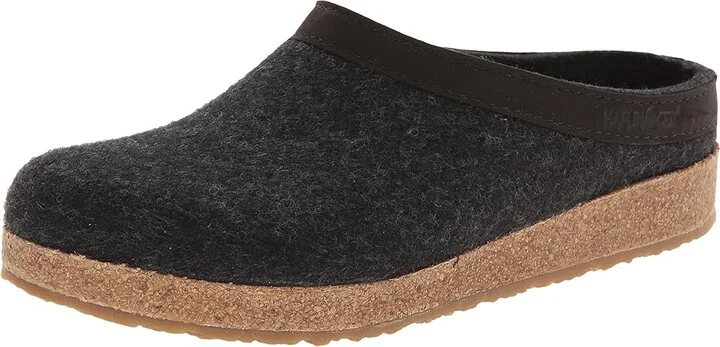 Haflinger GZL Leather Trim Grizzly Clog Shoes Charcoal : EU 48 (US Men's 15) Medium, Wool - Image 2