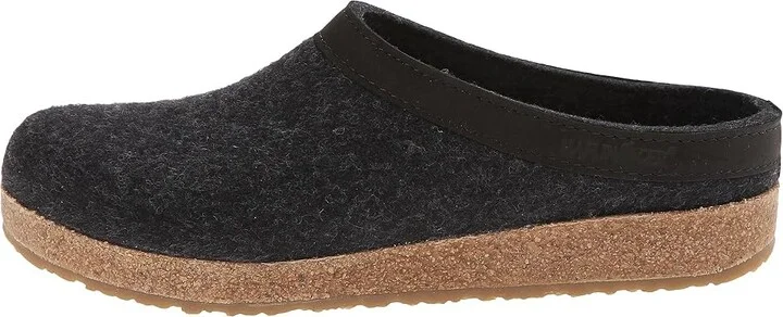 Haflinger GZL Leather Trim Grizzly Clog Shoes Charcoal : EU 48 (US Men's 15) Medium, Wool - Image 7