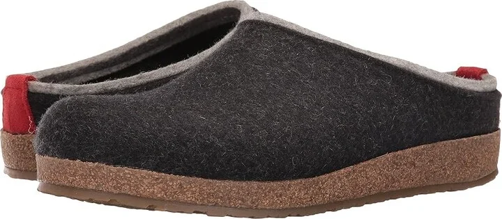 Haflinger Kris Clog Shoes Charcoal : EU 36 (US Women's 5) Medium, Felt/Wool