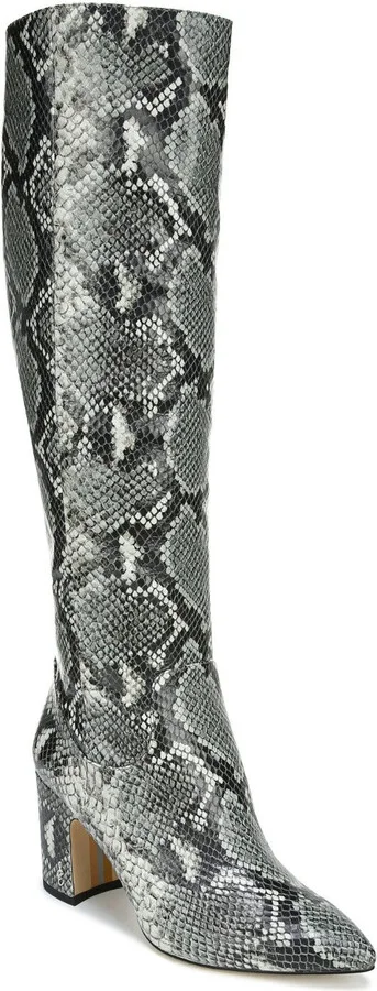 Hai Boots Womens US 6 Gray Snake Print Leather Knee High KHD2672