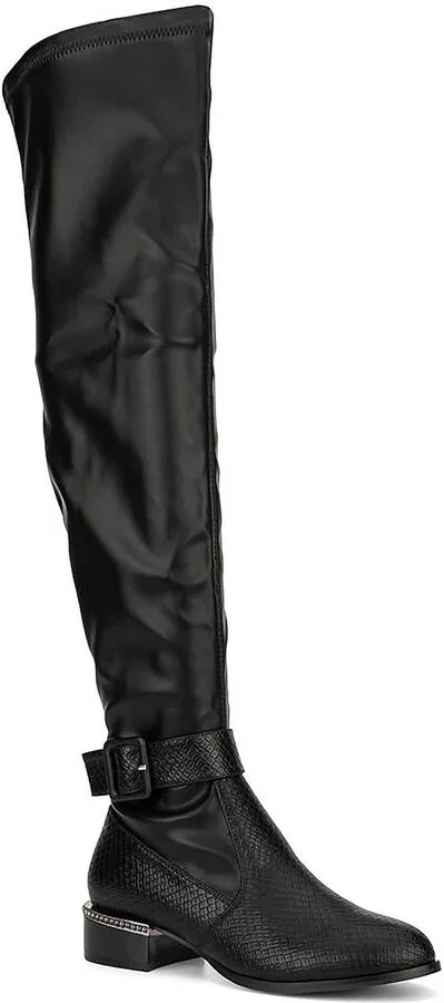 Hailey Womens Pull On Zipper Over-The-Knee Boots