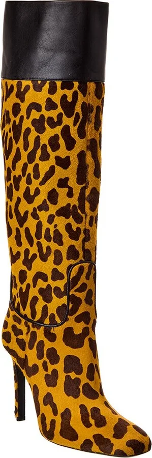 Haircalf & Leather Knee-High Boot