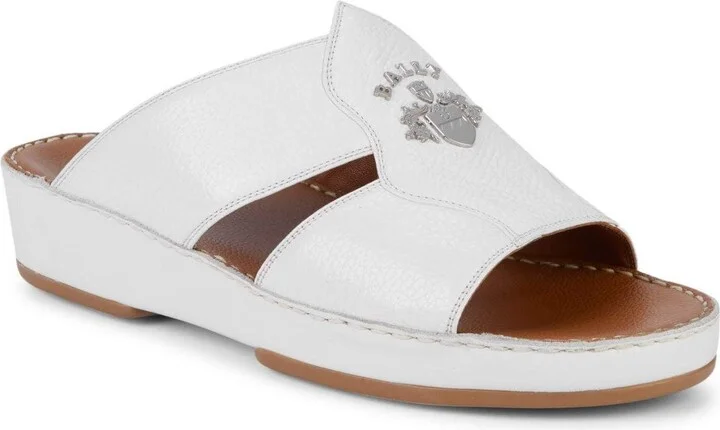 Hakman Men's 6211914 White Grained Leather Sandals