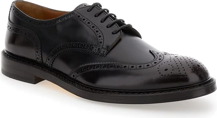 'half Wing' Black Derby Shoes With Embellishments In Leather Man - Image 2