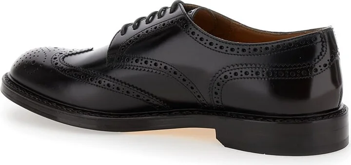 'half Wing' Black Derby Shoes With Embellishments In Leather Man - Image 3