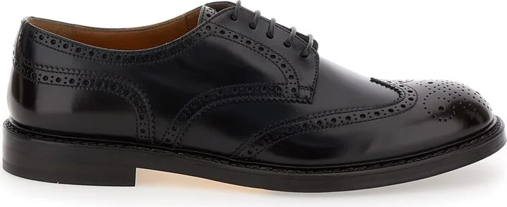 'half Wing' Black Derby Shoes With Embellishments In Leather Man
