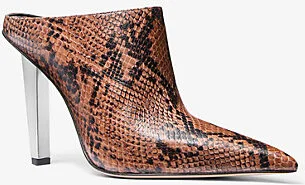 Halle Snake Embossed Leather Mule Pump