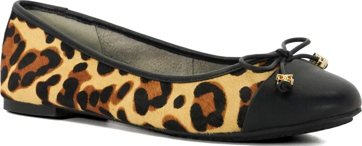 Hallo Genuine Calf Hair Cap Toe Ballet Flat