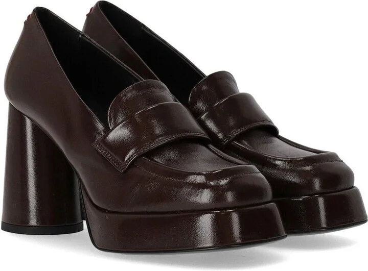 Halmanera Glaze Dark Brown Heeled Loafer - Image 2