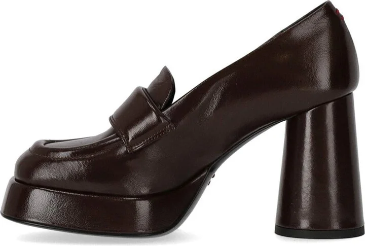 Halmanera Glaze Dark Brown Heeled Loafer - Image 3