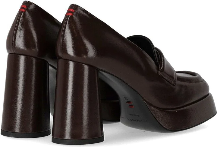 Halmanera Glaze Dark Brown Heeled Loafer - Image 4