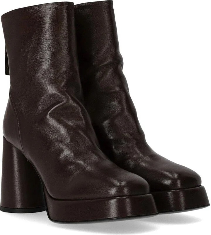 Halmanera Lara Dark Brown Heeled Ankle Boot - Image 2