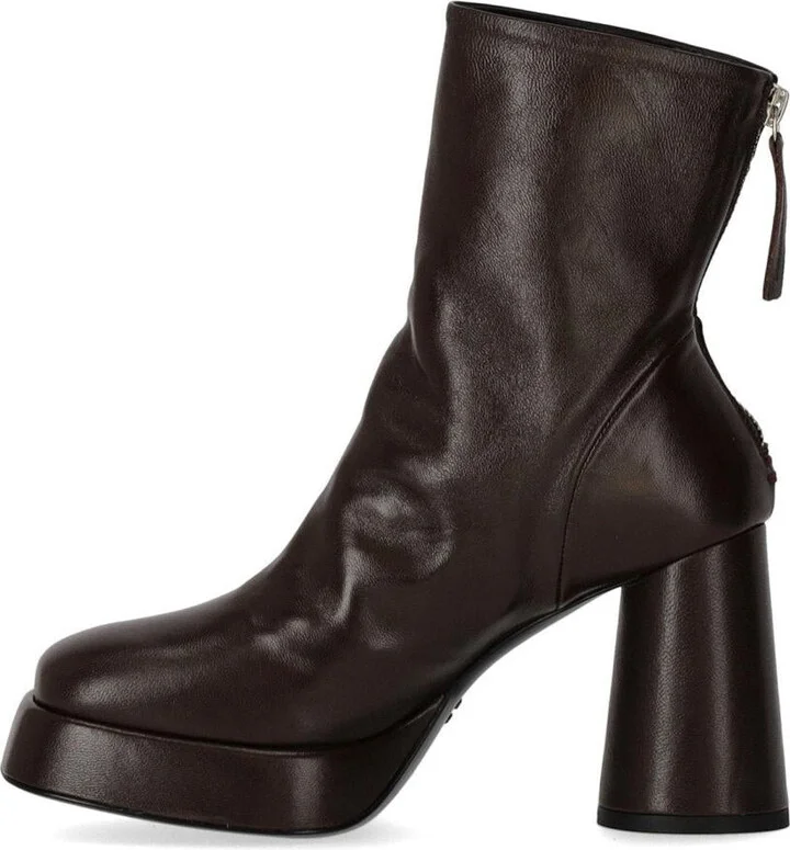 Halmanera Lara Dark Brown Heeled Ankle Boot - Image 3