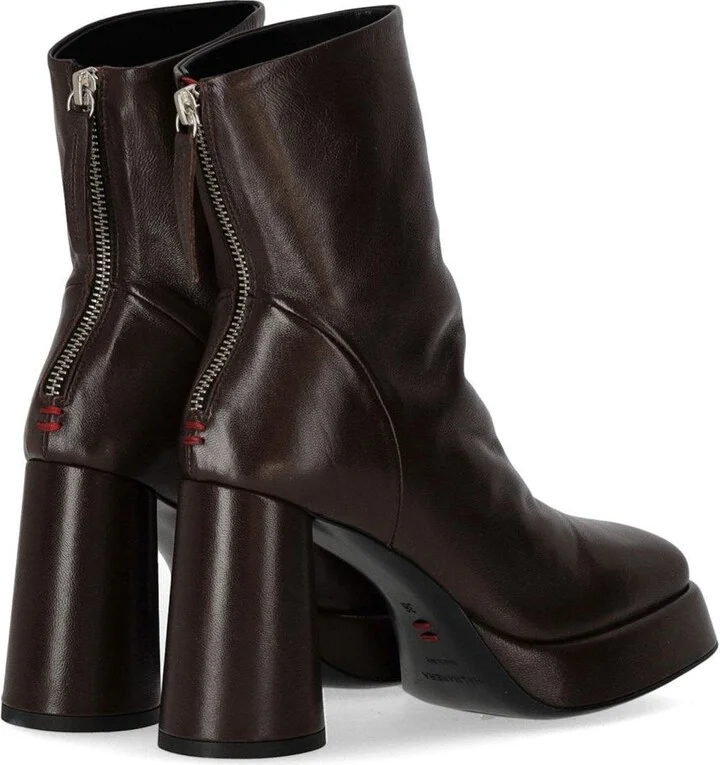 Halmanera Lara Dark Brown Heeled Ankle Boot - Image 4