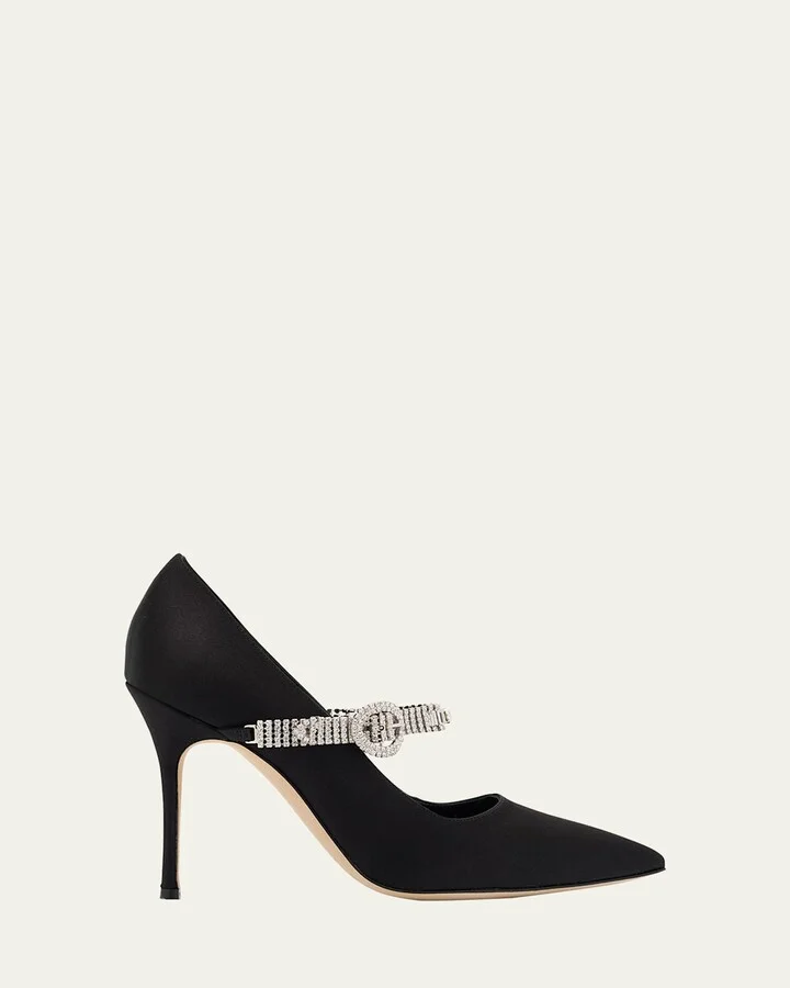 Hamedi Silk Crystal-Buckle Pumps