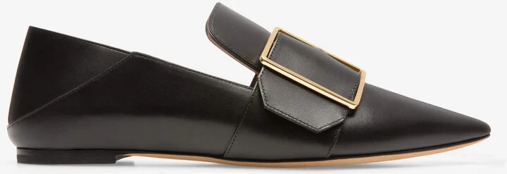 Hamelia Women's 6223322 Black Calf Leather Flat Pumps