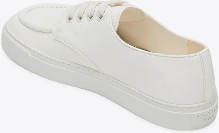 Hammered Lace-Up Leather Sneakers - Image 2