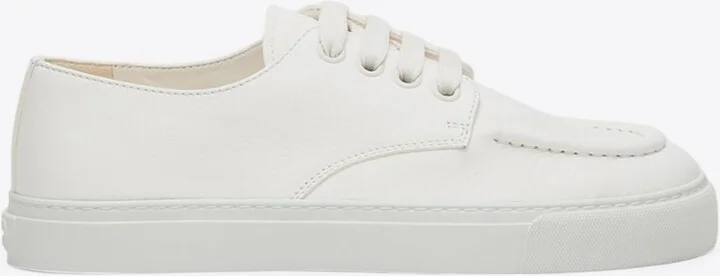 Hammered Lace-Up Leather Sneakers
