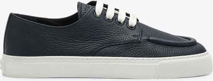 Hammered Leather Lace-Up Sneakers