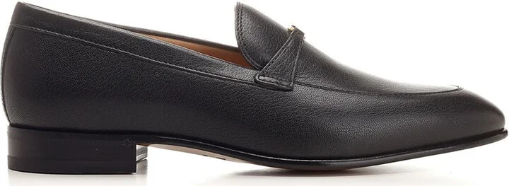 Hammered Leather Moccasin Lace-Up Shoes Black