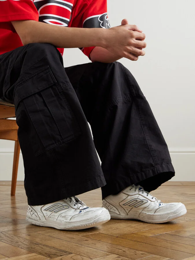 Hamptons Logo-Appliquéd Distressed Leather Sneakers - Image 2