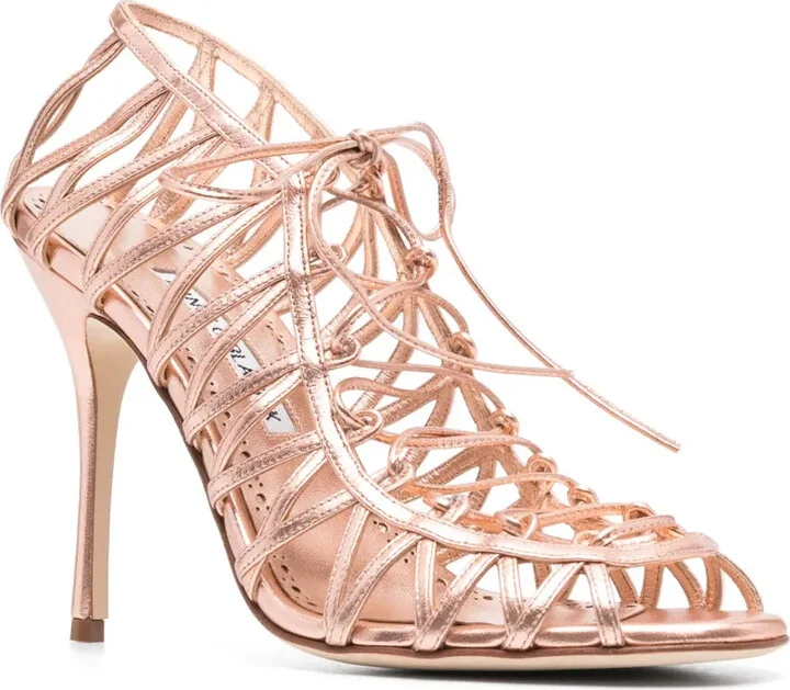 Hamza 100mm strappy metallic sandals - Image 2