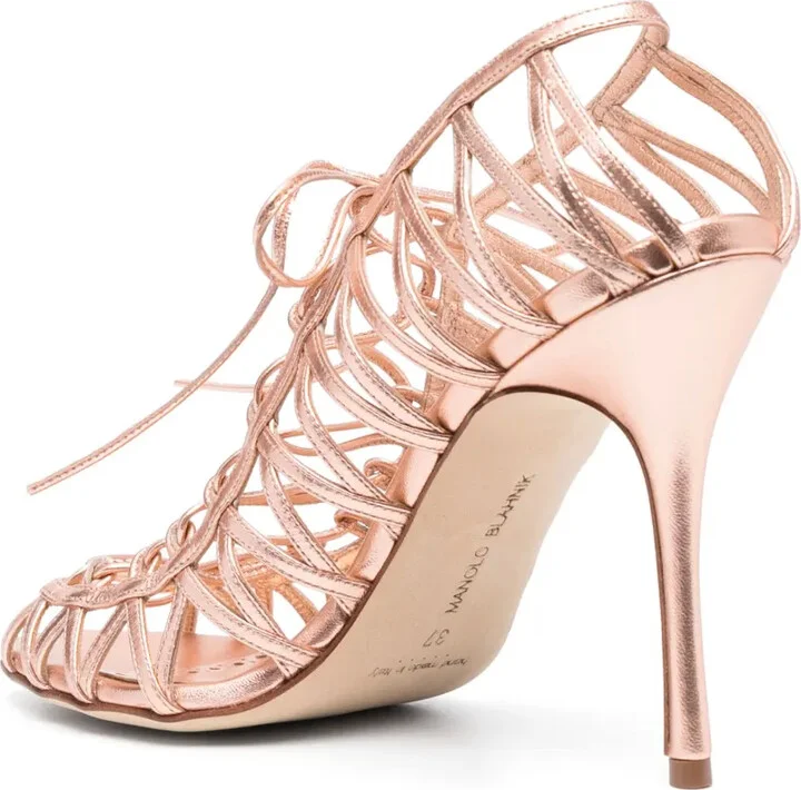 Hamza 100mm strappy metallic sandals - Image 3