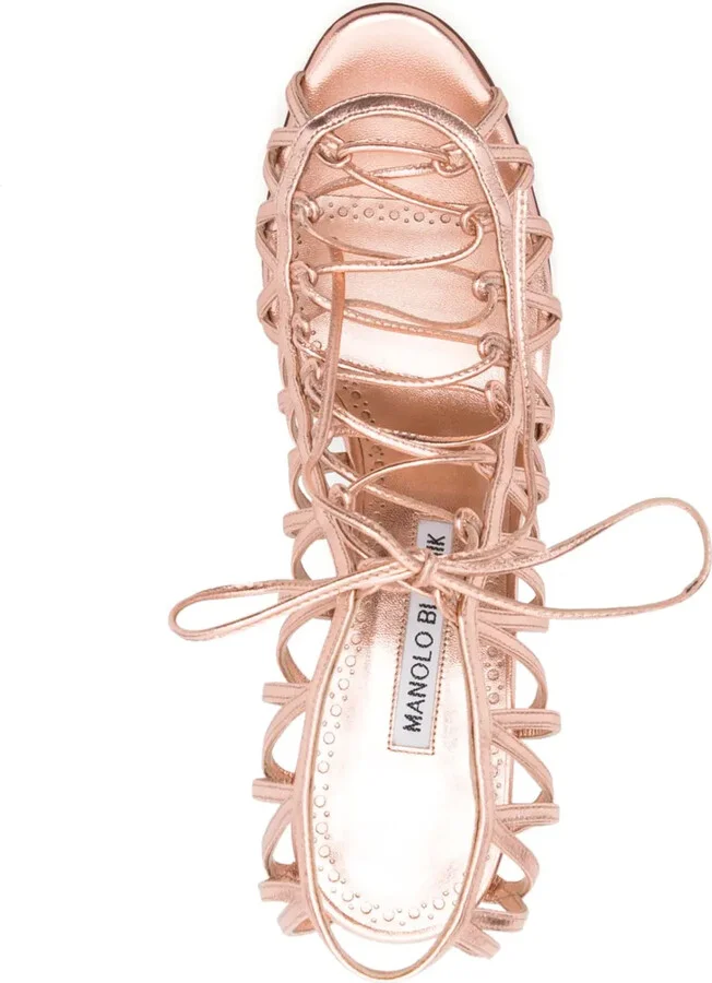 Hamza 100mm strappy metallic sandals - Image 4