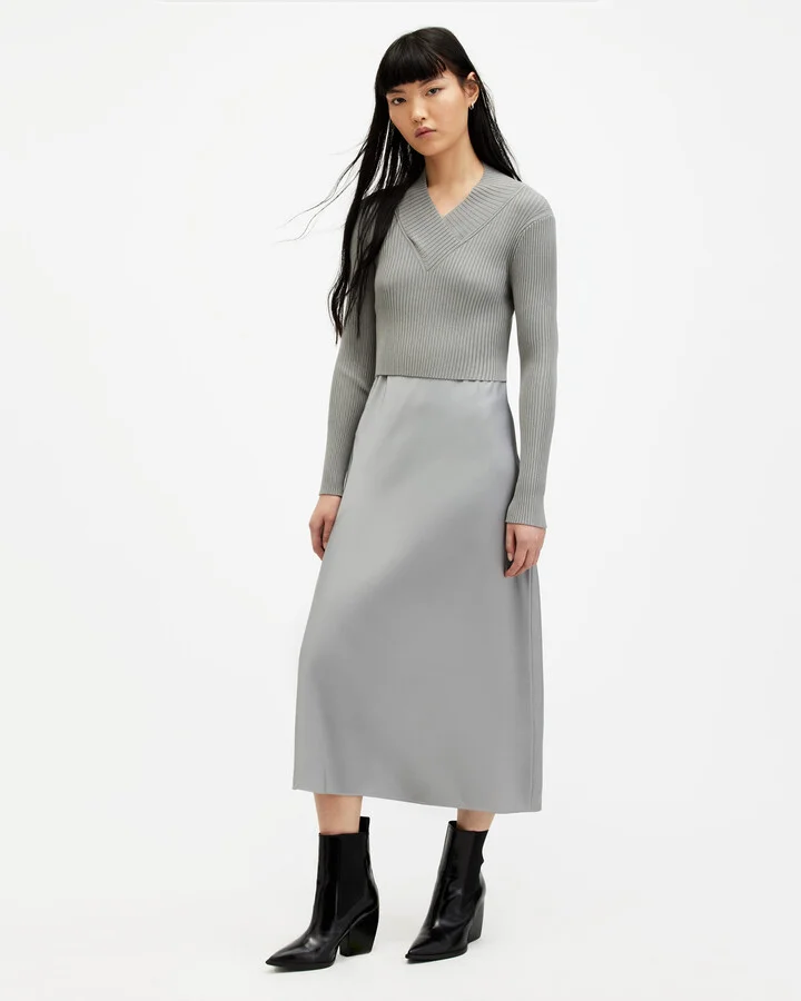 Hana 2-In 1 Slim Fit Midi Slip Dress