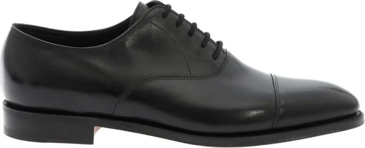Hand-Sewn Black Calf Leather Oxford Shoes