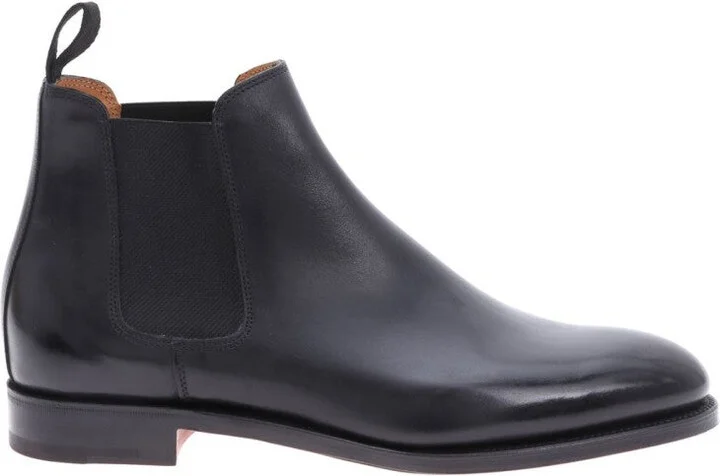 Hand-Stitched Black Calf Leather Chelsea Boot