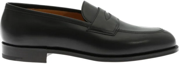 Hand-Stitched Black Leather College Loafer