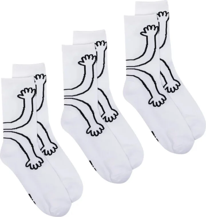 Hands-print three-pack socks