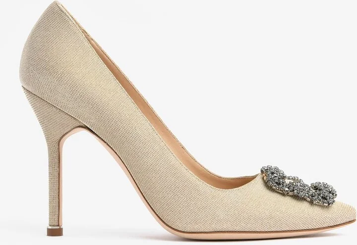 Hangisi 105 Crystal Buckle Glittered Pumps