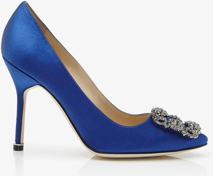 Hangisi 105 Crystal Buckle Pumps in Satin