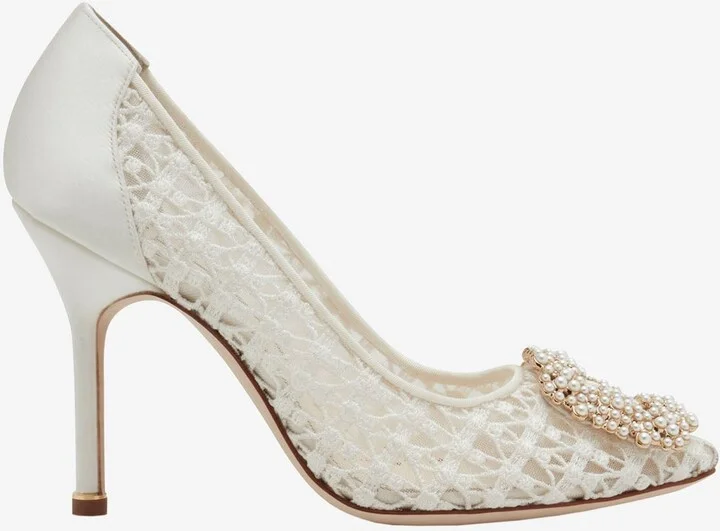Hangisi 105 Pearl Buckle Lace Pumps