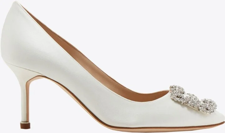 Hangisi 70 CLC Crystal Buckle Satin Pumps